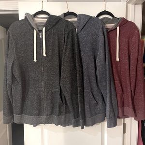 3 Men’s XL zip up hoodies